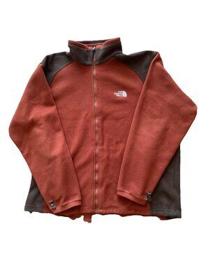 The North Face Men’s 2XL Full Zip Fleece Jacket Rust Brown Zip Pockets